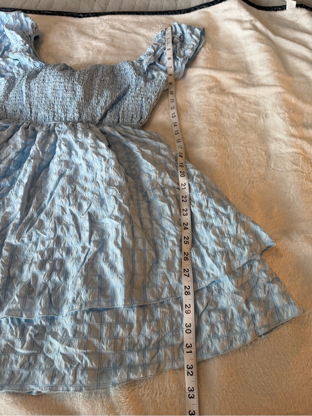 Simply Southern Light Blue Crinkle Ruffled Smocked Dress - Picture 14 of 14